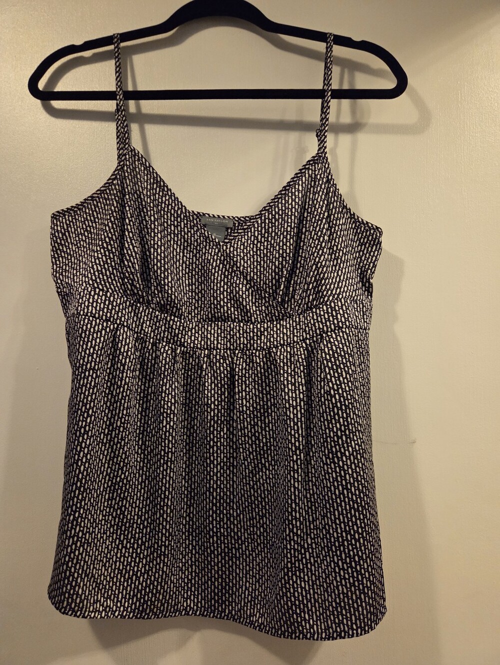 Ann Taylor Womens Geometric Print Babydoll Satin Cami Top Sz 10